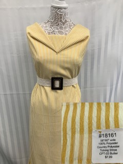 18161 Country Polyester Ticking Strip Butter Tan Yellow