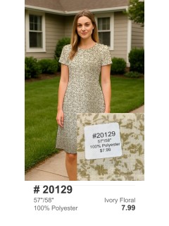 20129 100% Polyester Ivory Floral