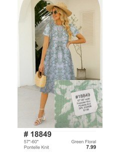 18849 Polyester Knit Green Floral