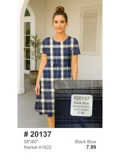 20137 100% Cotton Market Plaid Black Blue 20137 100% Cotton Market Plaid Black Blue