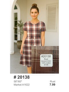 20138 100% Cotton Woven Plaid Rust 20138 100% Cotton Woven Plaid Rust