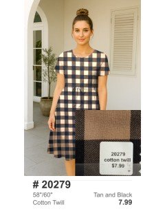 20279 Cotton Twill Tan and Black 20279 Cotton Twill Tan and Black