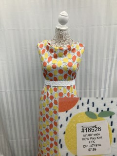 16528 French Terry Knit White Yellow Orange 