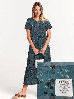 17026 Poly Knit Teal Floral