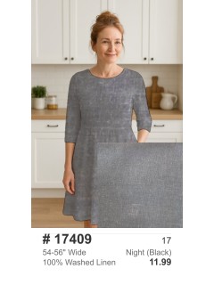 17409 100% Washed Linen Night (Black) 17409 100% Washed Linen Night (Black)