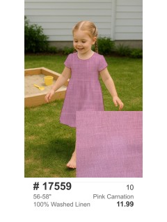 17559 100% Washed Linen Pink Carnation 17559 100% Washed Linen Pink Carnation
