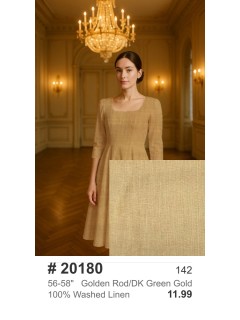 20180 100% Washed Linen Golden Rod/DK Green Gold 20180 100% Washed Linen Golden Rod/DK Green Gold