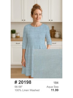 20198 100% Linen Washed Aqua Sea 20198 100% Linen Washed Aqua Sea