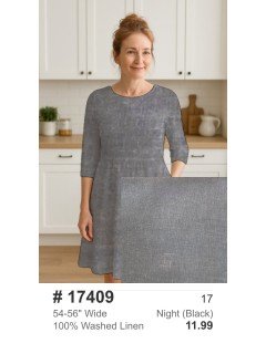 17409 100% Washed Linen Night (Black) 17409 100% Washed Linen Night (Black)