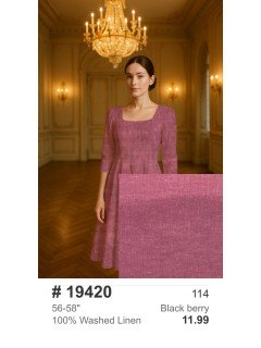 19420 100% Washed Linen Black berry 19420 100% Washed Linen Black berry
