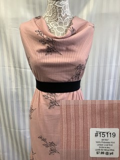 15119 Linked Leaf Knit Embroidert Silver Pink
