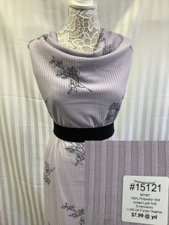 15121 Linked Leaf Knit Embroidert Purple Heather