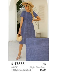 17555 100% Washed Linen Night Blue Black 17555 100% Washed Linen Night Blue Black