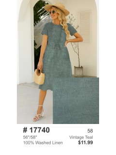 17740 100% Washed Linen Vintage Teal 17740 100% Washed Linen Vintage Teal