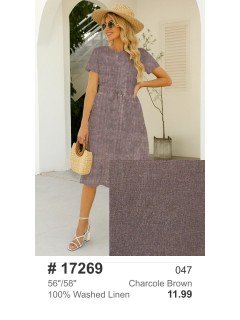 17269 100% Washed Linen Charcole Brown 17269 100% Washed Linen Charcole Brown