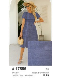 17555 100% Washed Linen Night Blue Black 17555 100% Washed Linen Night Blue Black