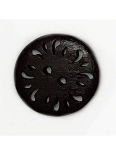 1496 Wooden Button with cutouts Black
