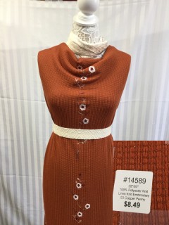 14589 Linen Knit Embroidery Copper Penny