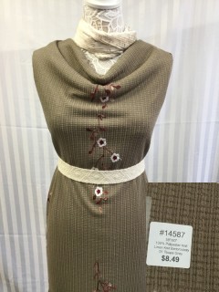 14587 Linen Knit Embroidery Taupe Grey