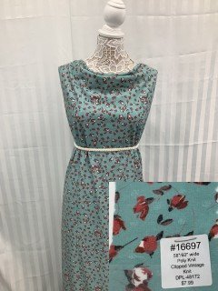 16697 Clipped Vintage Knit Teal Rose White