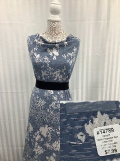 14789 Linen Knit Flower Jacquard Star Blue
