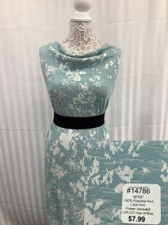 14786 Linen Knit Flower Jacquard Hue of Blue