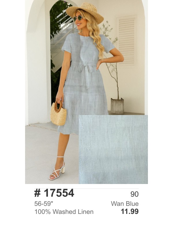 Wan Blue 100% Washed Linen 17554 Wan Blue Fabric The Country Store