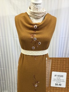 14588 Linen Knit Embroidery Gold